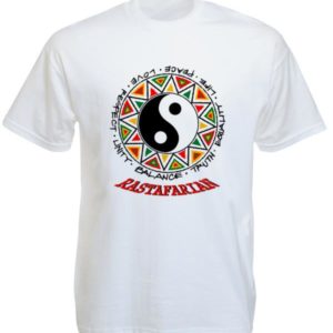 เสื้อยืดสีขาว Yin & Yang Rastafarian White Tee-Shirt
