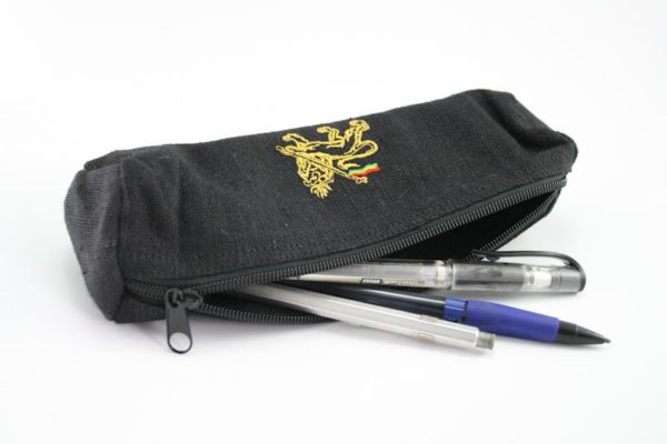 Pencil Case Black Hemp Lion of Judah กระเป๋าใส่ดินสอใยกัญชาสีดำ ปักลาย LION OF J